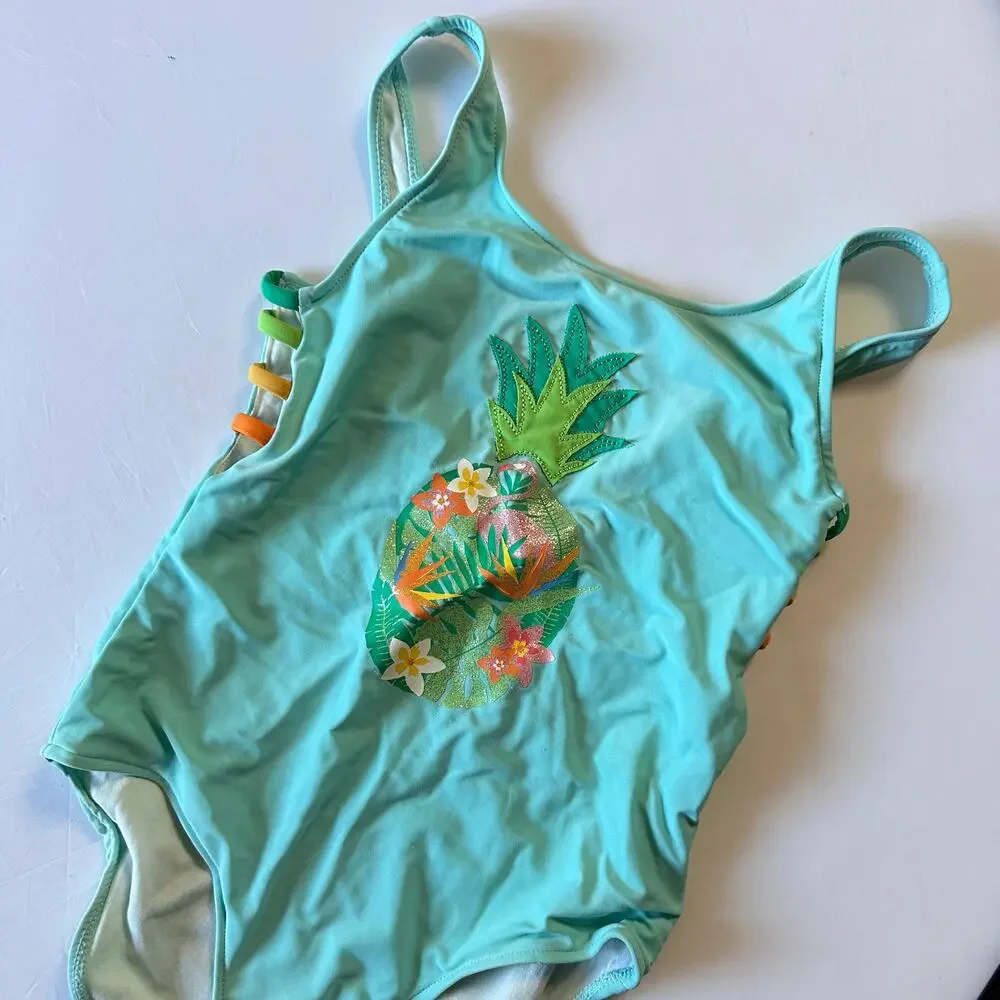 Zara Tropical Pineapple One Piece Swim Suit 8/9